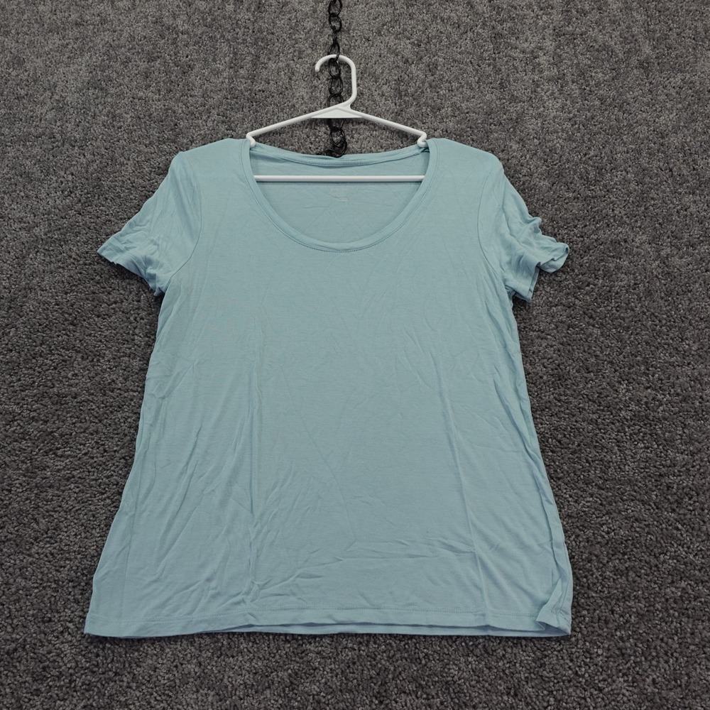A New Day T Shirt Womens Extra Small Blue Short Sleeve Scoop Neck Solid Casual